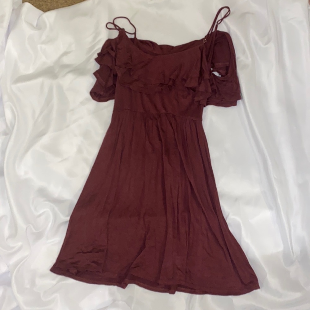 Burgundy Off The Shoulder Dress